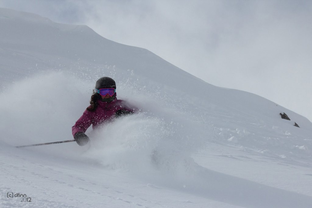 Stella Selden, skiing Alta Ski Area.