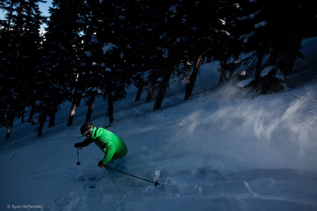 Jonathan Ellsworth, skiing in The North Face Enzo jacket at Taos Ski Valley.