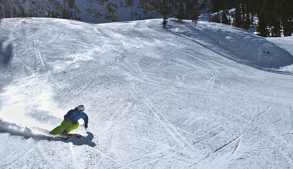 Will Brown, carving on the Blizzard Cochise, Taos Ski Valley.