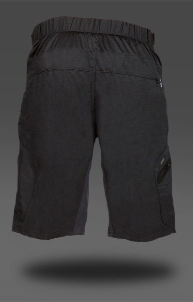 Rear mesh venting fabric, just below the waistband, on the Zoic Ether Short (Black)